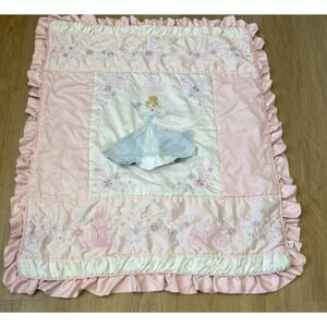 Vintage Disney Baby Blanket Silky Cinderella Castle 39”x38”